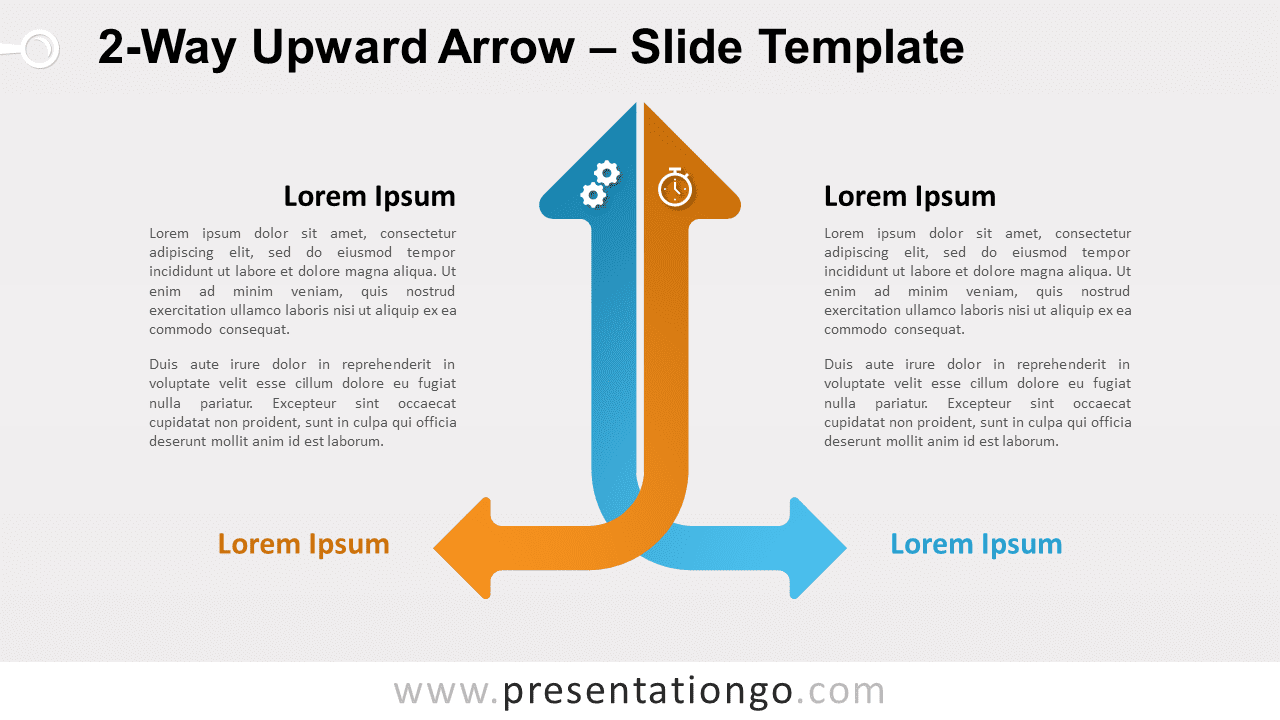 Free 2-Way Upward Arrow for PowerPoint and Google Slides