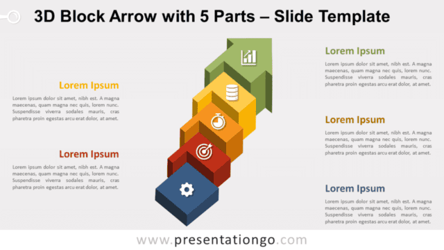 3D Block Arrow with 5 Parts for PowerPoint and Google Slides Free 3D Block Arrow with 5 Parts for PowerPoint and Google Slides