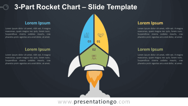 Free 3-Part Rocket Chart Diagram for PowerPoint and Google Slides