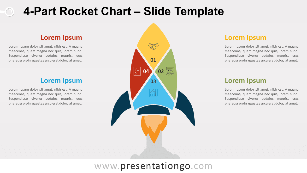 Free 4-Part Rocket Chart for PowerPoint and Google Slides