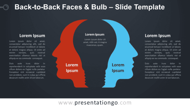 Back-to-Back Faces and Bulb Graphics for PowerPoint and Google Slides Free Back-to-Back Faces and Bulb Graphics for PowerPoint and Google Slides