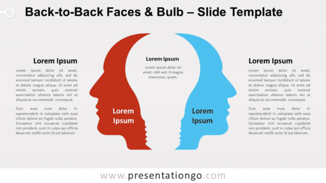 Back-to-Back Faces and Bulb for PowerPoint and Google Slides Free Back-to-Back Faces and Bulb for PowerPoint and Google Slides