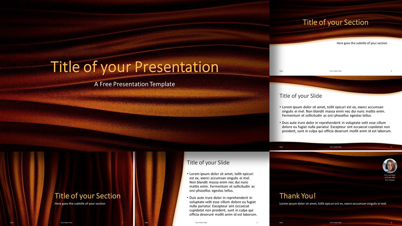 Free Golden Waves Template for Google Slides and PowerPoint