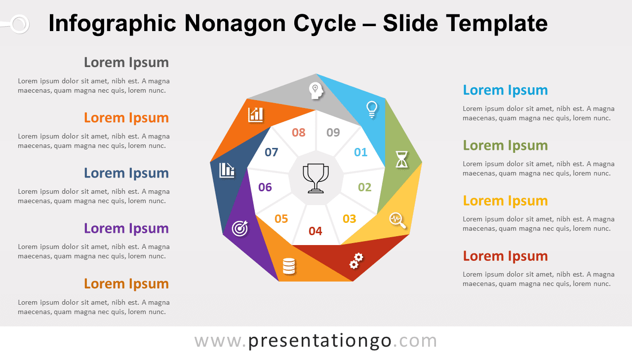 Free Infographic Nonagon Cycle for PowerPoint and Google Slides