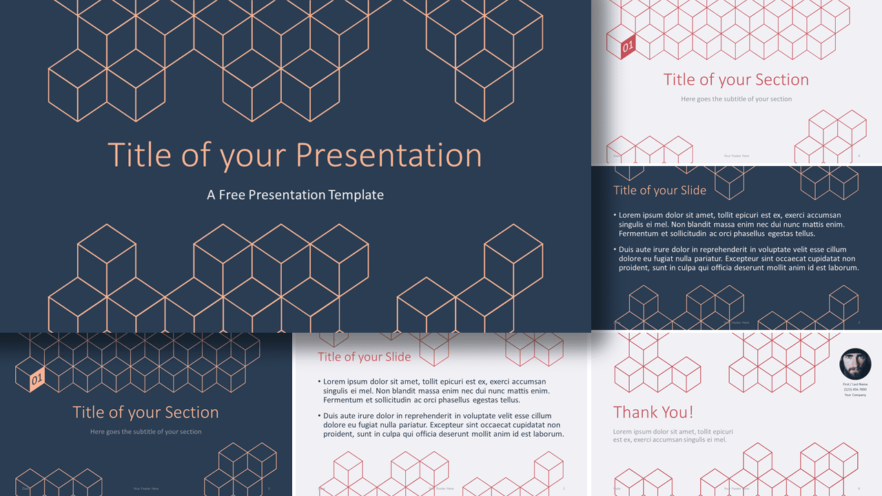 Free 3D Cube Lines Template for Google Slides and PowerPoint