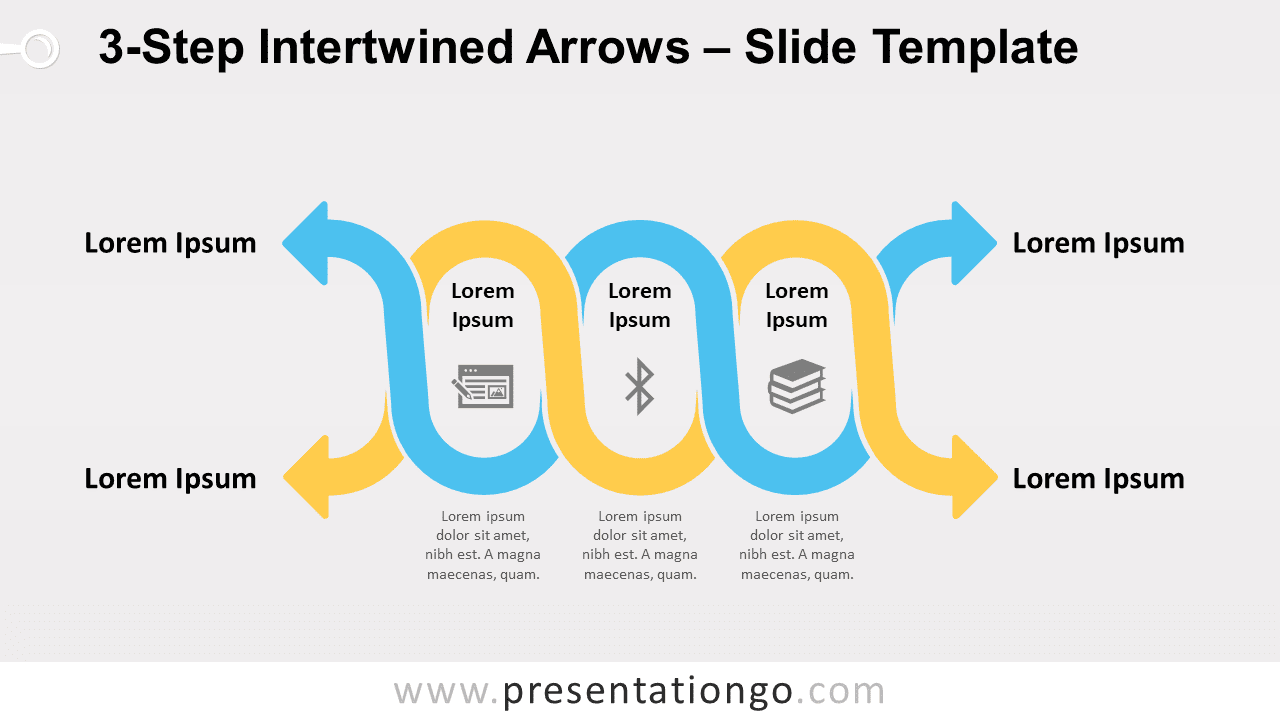 Free 3-Step Intertwined Arrows for PowerPoint and Google Slides