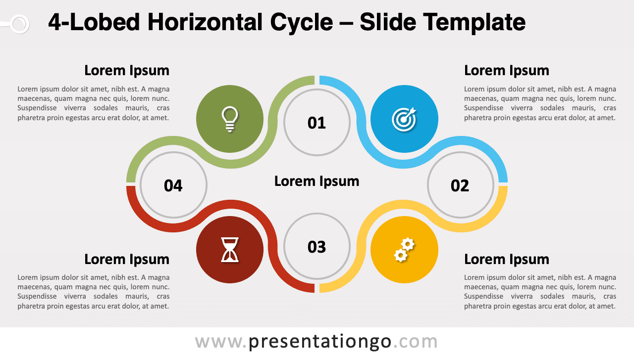 Free 4-Lobed Horizontal Cycle for PowerPoint and Google Slides
