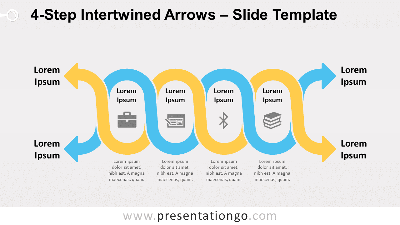 Free 4-Step Intertwined Arrows for PowerPoint and Google Slides