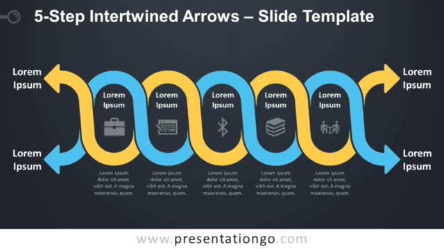 Free 5-Step Intertwined Arrows Graphic for PowerPoint and Google Slides