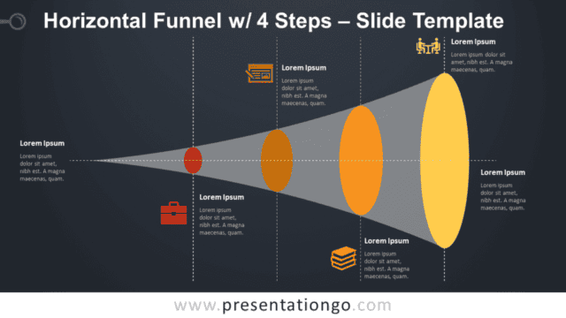 Horizontal Funnel with 4 Steps Graphics for PowerPoint and Google Slides Free Horizontal Funnel with 4 Steps Graphics for PowerPoint and Google Slides