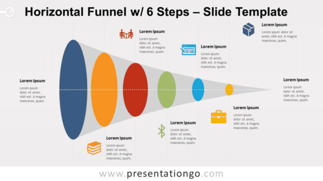 Horizontal Funnel with 6 Steps Diragram for PowerPoint and Google Slides Free Horizontal Funnel with 6 Steps Diragram for PowerPoint and Google Slides