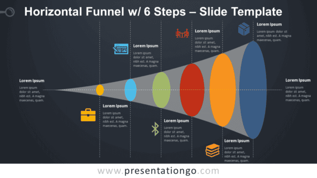 Horizontal Funnel with 6 Steps Graphics for PowerPoint and Google Slides Free Horizontal Funnel with 6 Steps Graphics for PowerPoint and Google Slides