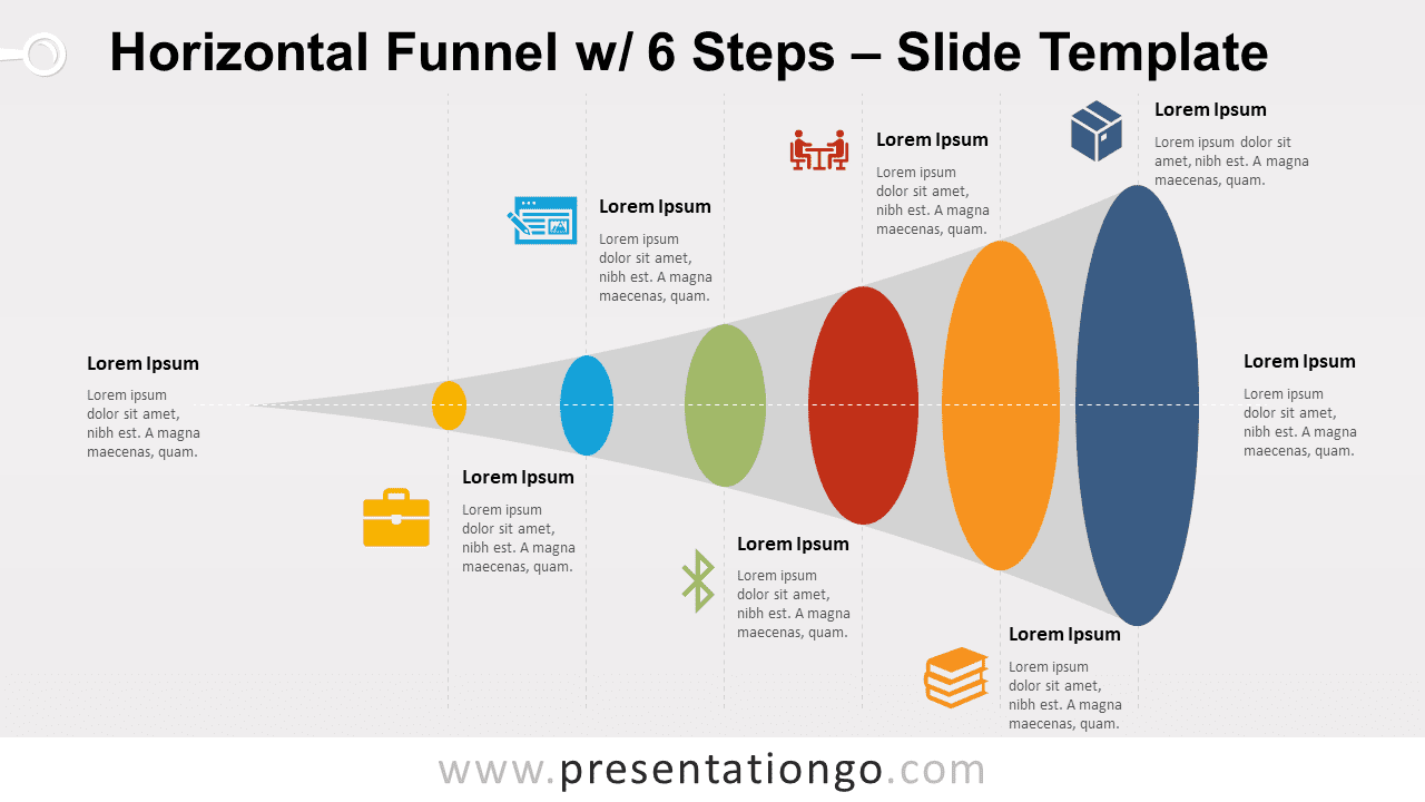 Free Horizontal Funnel with 6 Steps for PowerPoint and Google Slides