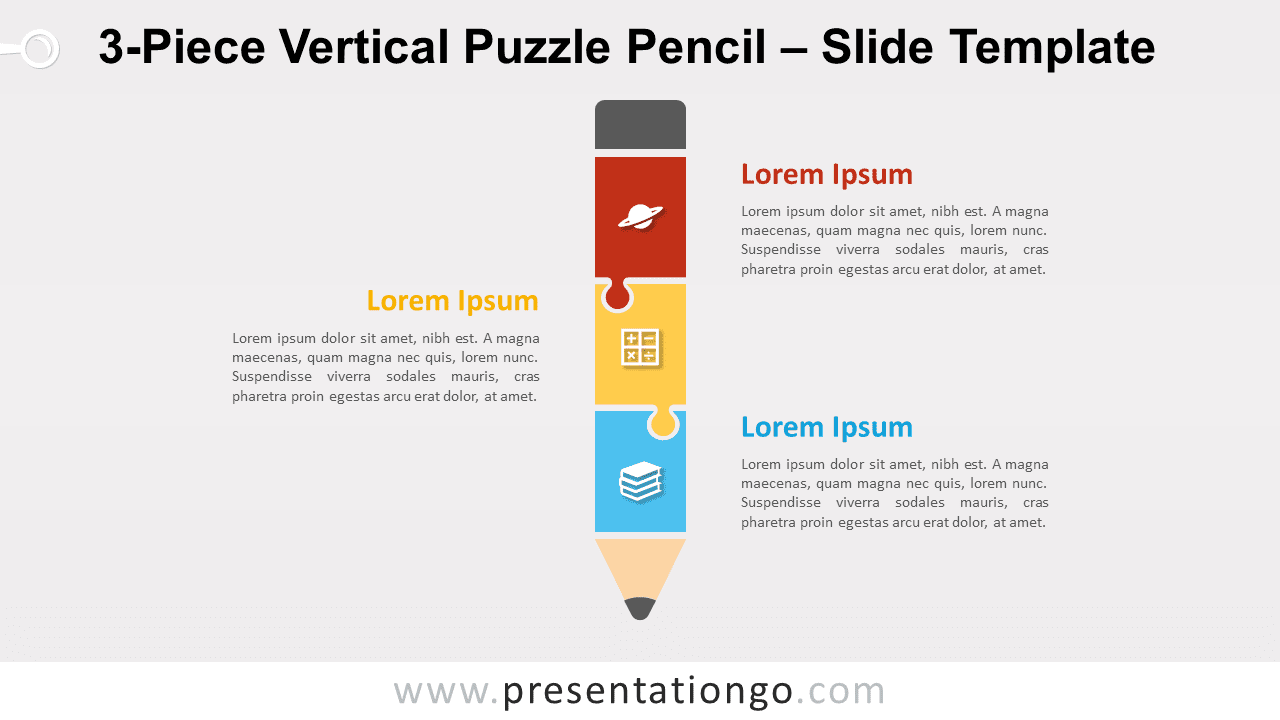 Free 3-Piece Vertical Puzzle Pencil for PowerPoint and Google Slides