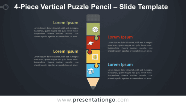 Free 4-Piece Vertical Puzzle Pencil Graphics for PowerPoint and Google Slides