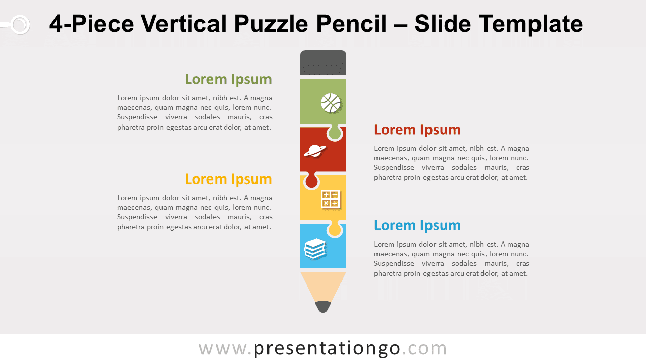 Free 4-Piece Vertical Puzzle Pencil for PowerPoint and Google Slides