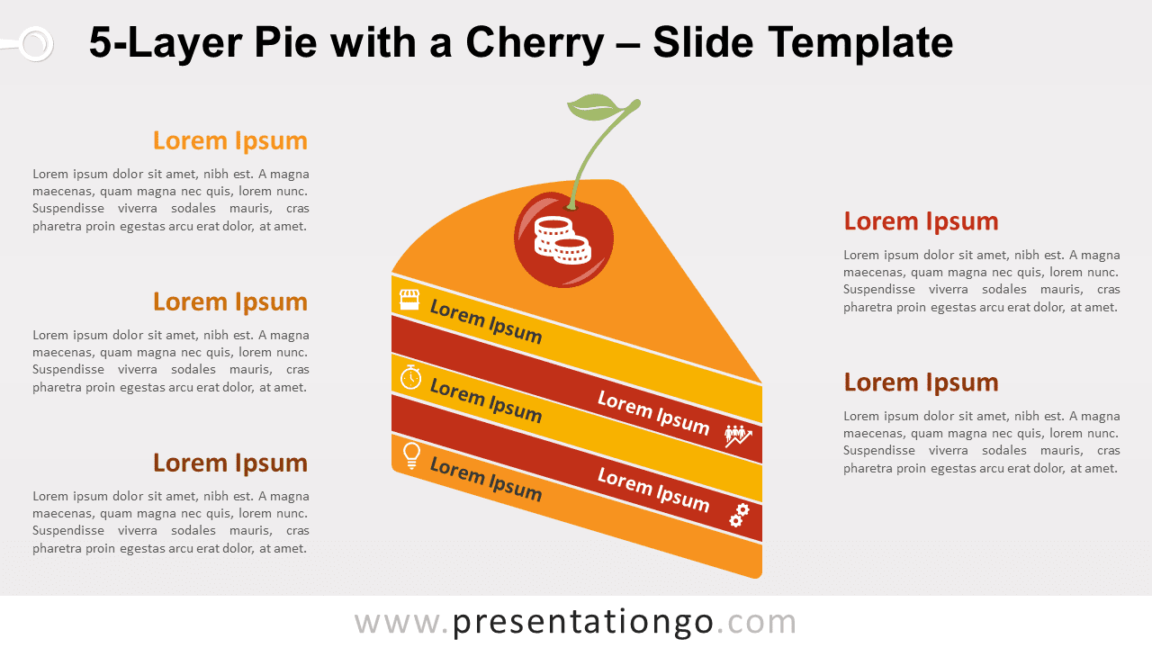 Free 5-Layer Pie with a Cherry for PowerPoint and Google Slides