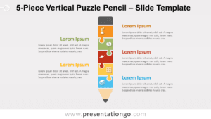 Free 5-Piece Vertical Puzzle Pencil for PowerPoint and Google Slides