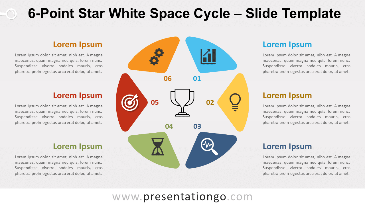Free 6-Point Star White Space Cycle for PowerPoint and Google Slides