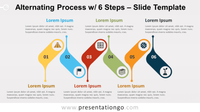 Alternating Process with 6 Steps for PowerPoint and Google Slides Free Alternating Process with 6 Steps for PowerPoint and Google Slides