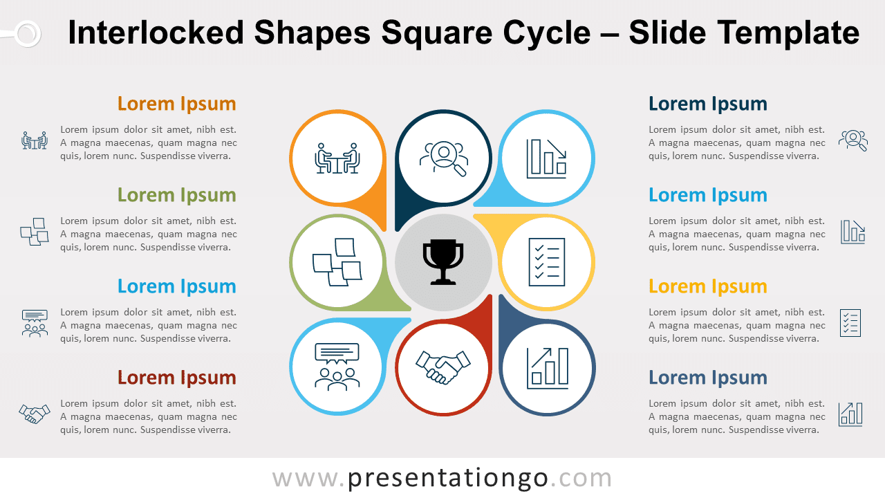 Free Interlocked Shapes Square Cycle for PowerPoint and Google Slides