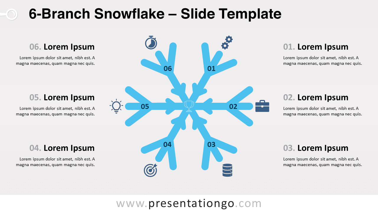 Free 6-Branch Snowflake for PowerPoint and Google Slides
