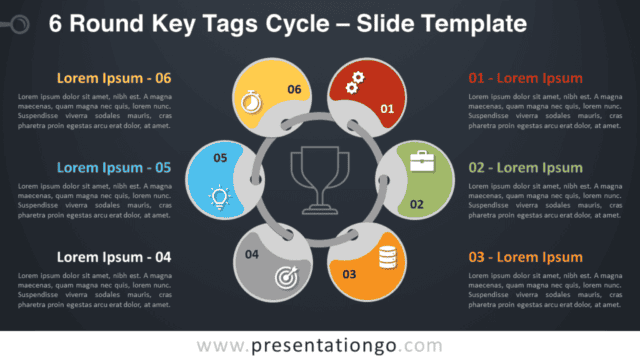 6 Round Key Tags Cycle Diagram for PowerPoint and Google Slides Free 6 Round Key Tags Cycle Diagram for PowerPoint and Google Slides