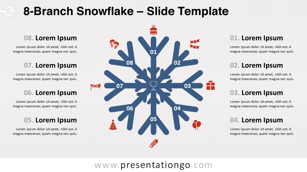 Free 8-Branch Snowflake for PowerPoint and Google Slides
