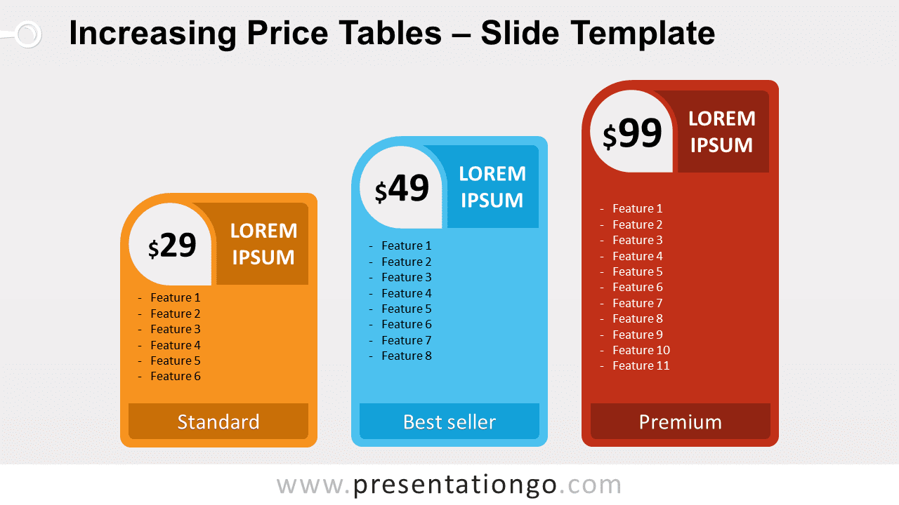 Free Increasing Price Tables for PowerPoint and Google Slides