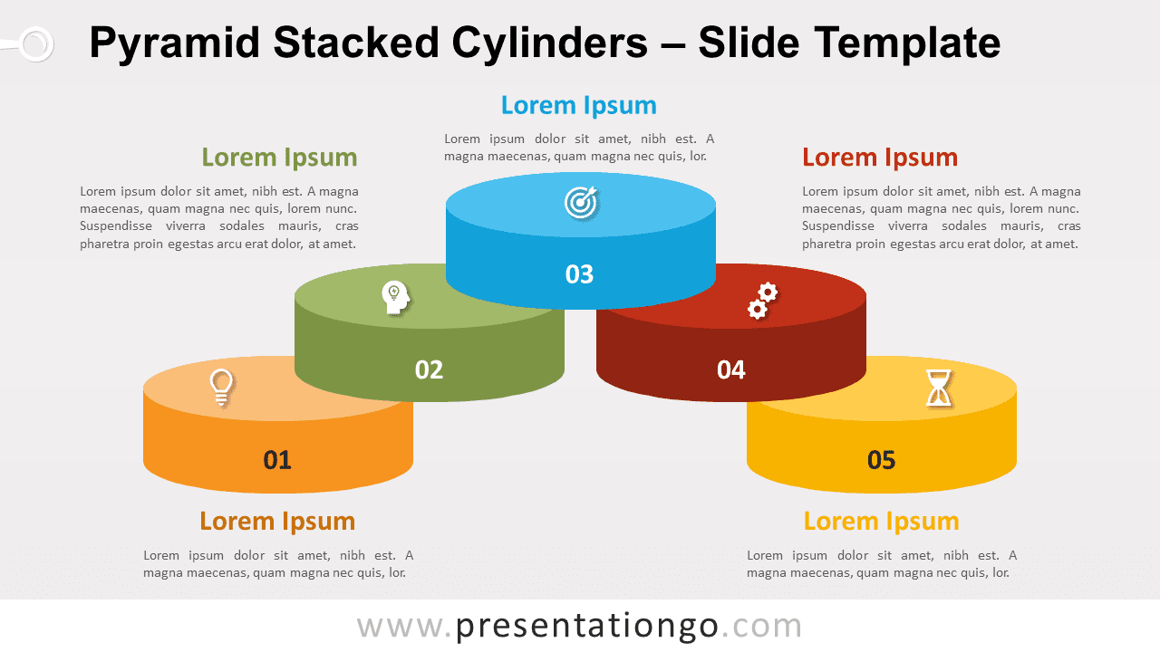 Free Pyramid Stacked Cylinders for PowerPoint and Google Slides