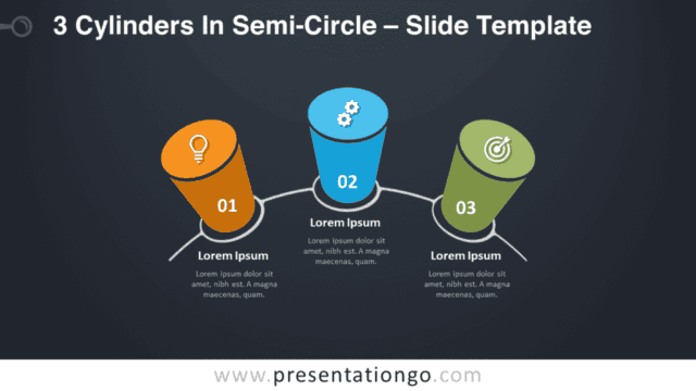 3 Cylinders in Semi-Circle Graphics for PowerPoint and Google Slides Free 3 Cylinders in Semi-Circle Graphics for PowerPoint and Google Slides