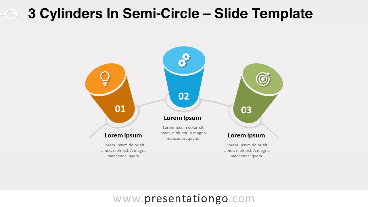 Free 3 Cylinders in Semi-Circle for PowerPoint and Google Slides