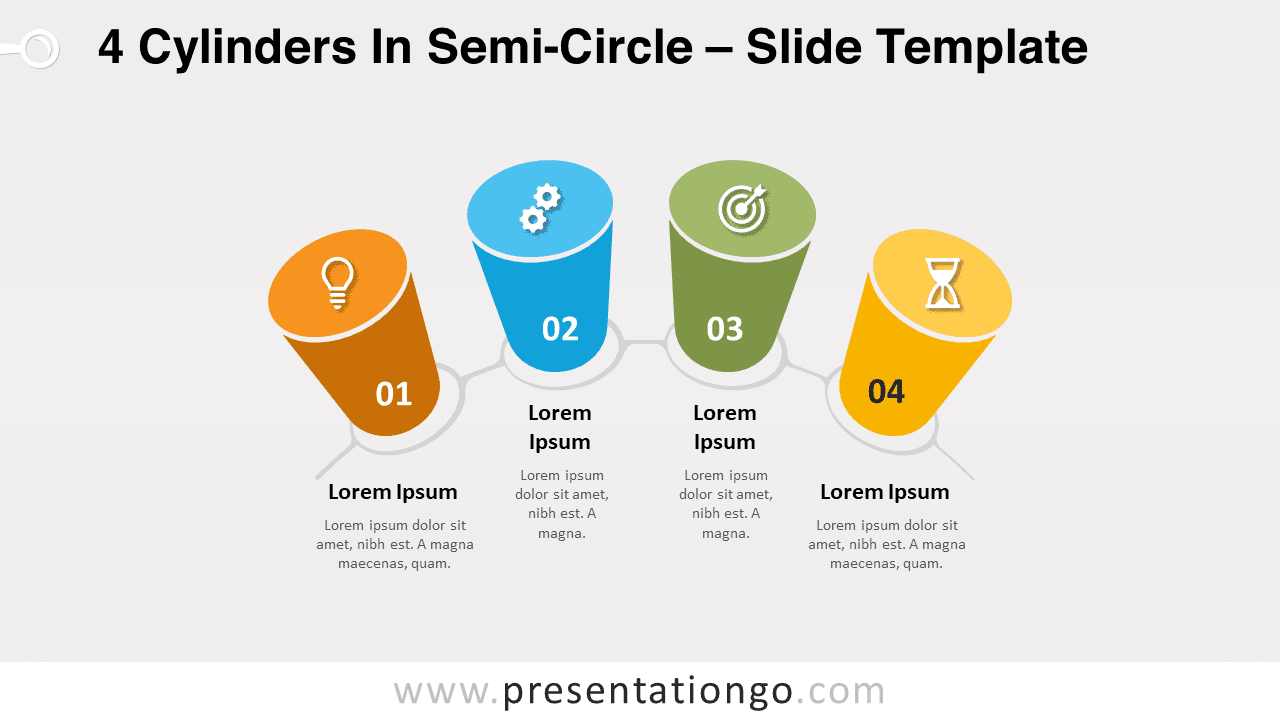 Free 4 Cylinders in Semi-Circle for PowerPoint and Google Slides