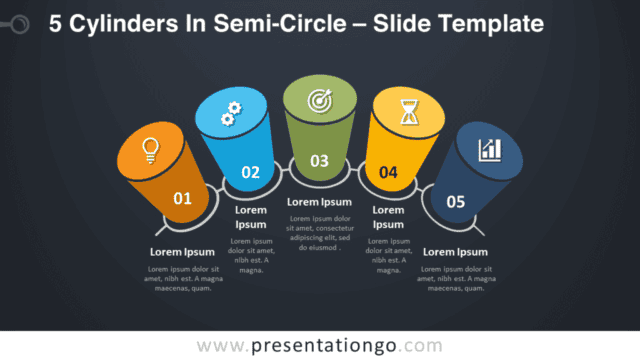 5 Cylinders in Semi-Circle Graphics for PowerPoint and Google Slides Free 5 Cylinders in Semi-Circle Graphics for PowerPoint and Google Slides