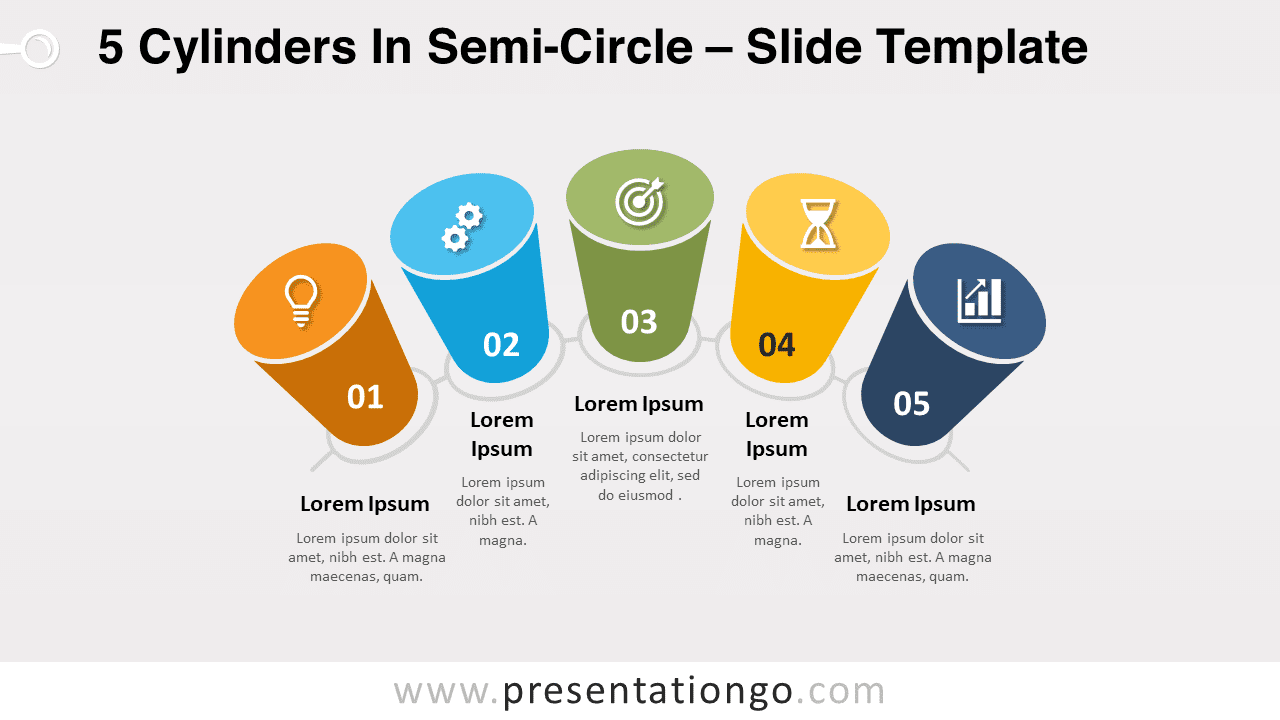 Free 5 Cylinders in Semi-Circle for PowerPoint and Google Slides