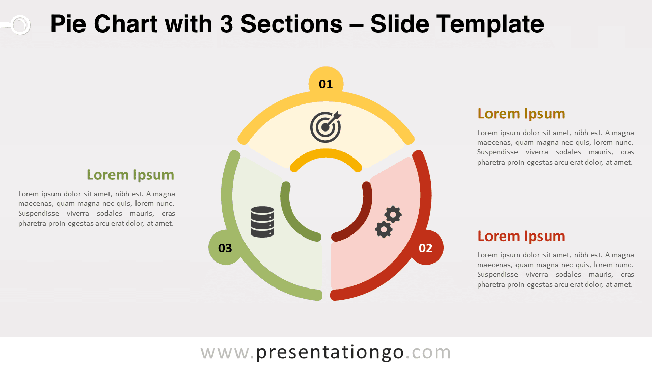 Free Pie Chart with 3 Sections for PowerPoint and Google Slides