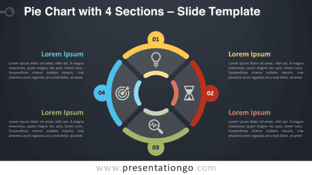 Free Pie Chart with 4 Sections Diagram for PowerPoint and Google Slides