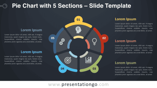 Free Pie Chart with 5 Sections Diagram for PowerPoint and Google Slides