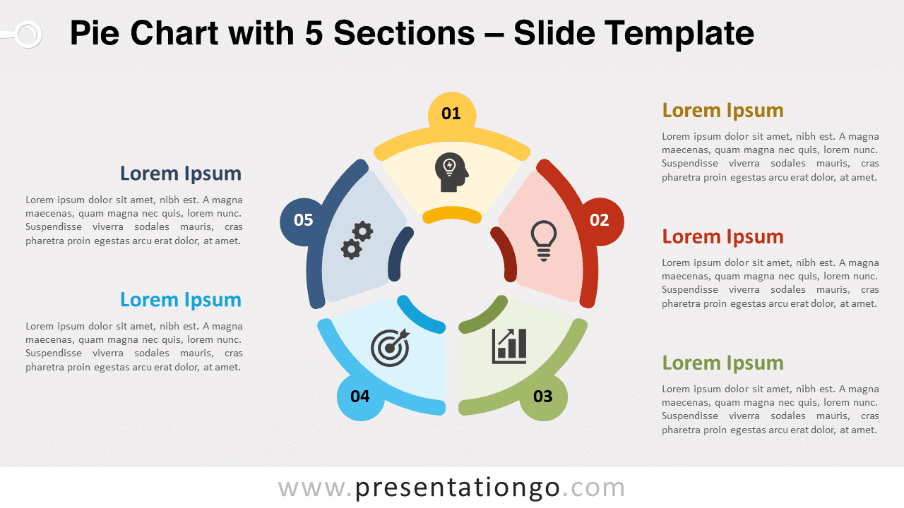 Free Pie Chart with 5 Sections for PowerPoint and Google Slides