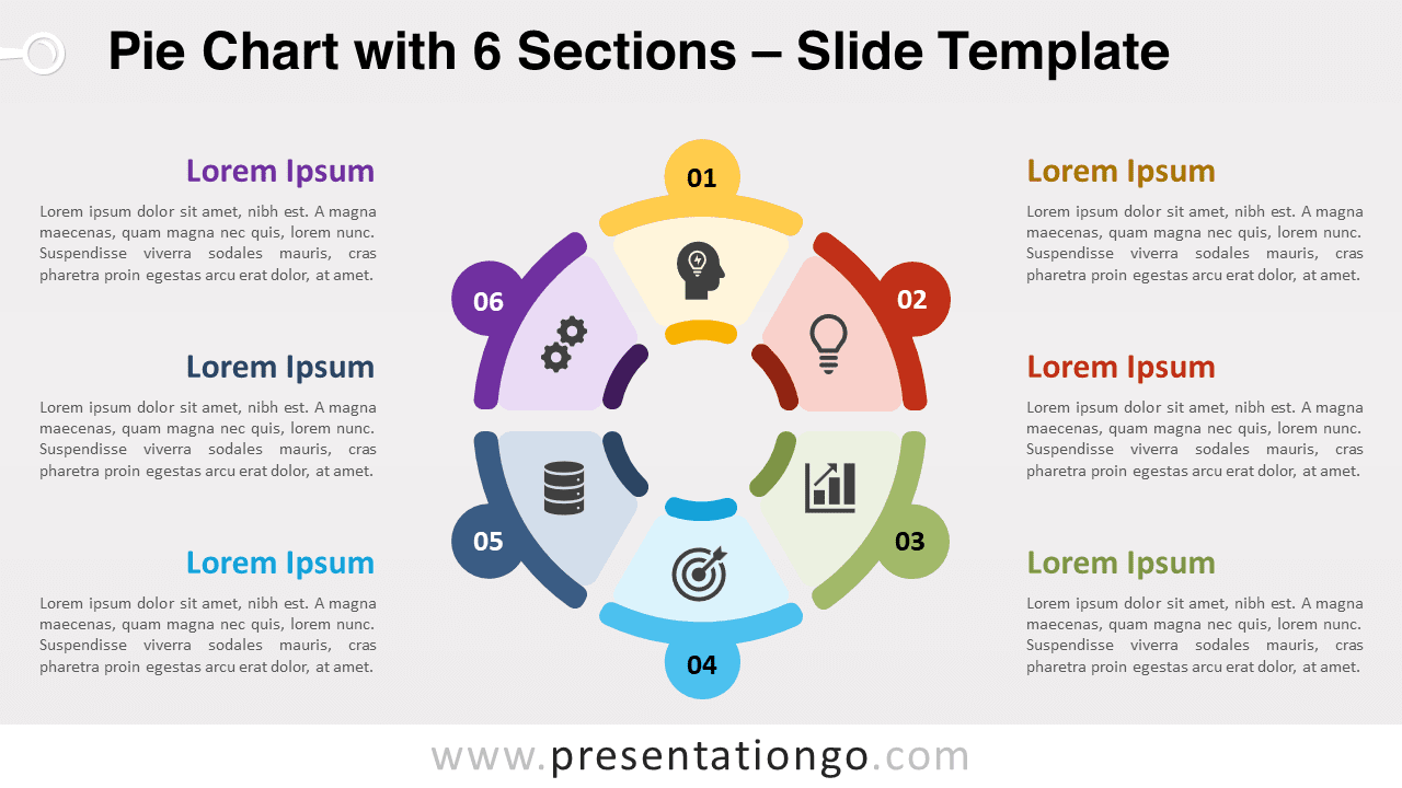 Free Pie Char with 6 Sections for PowerPoint and Google Slides