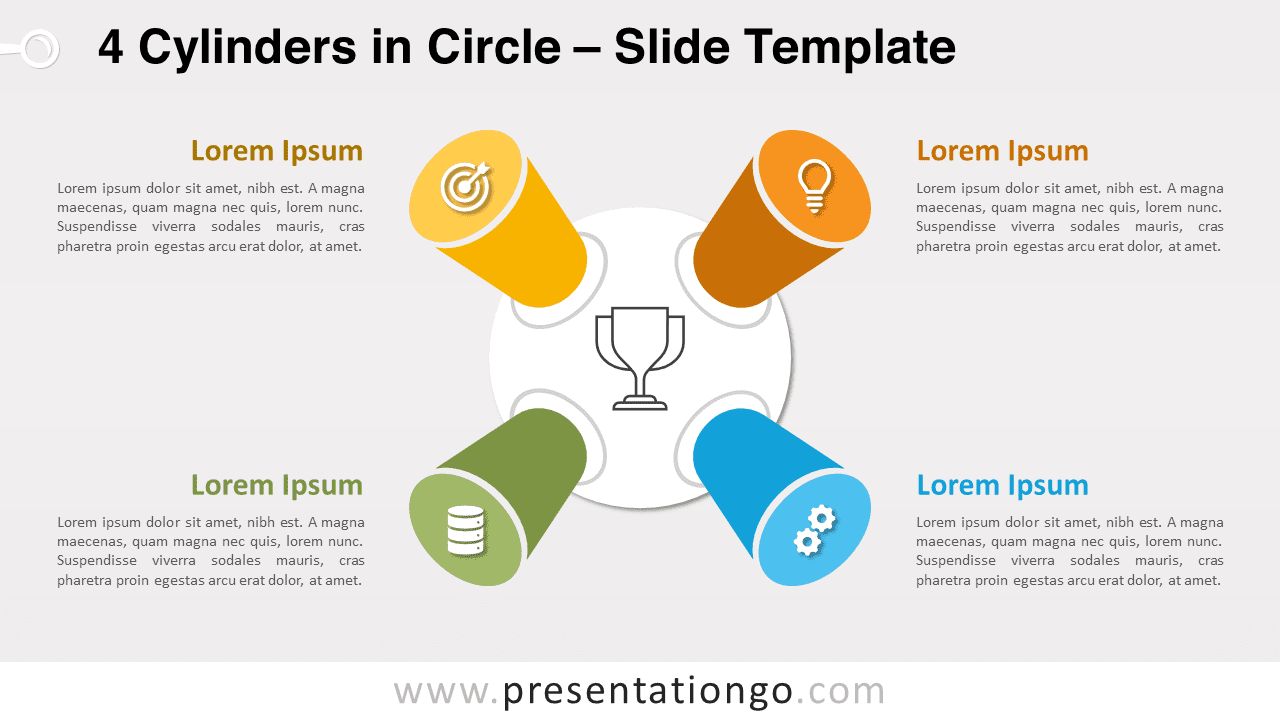 Free 4 Cylinders in Circle for PowerPoint and Google Slides