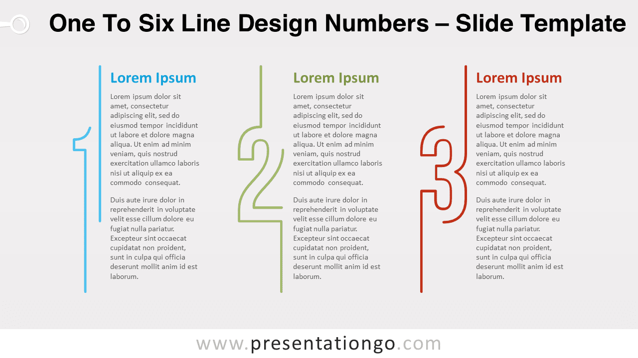 Free One to Three Line Design Numbers for PowerPoint and Google Slides