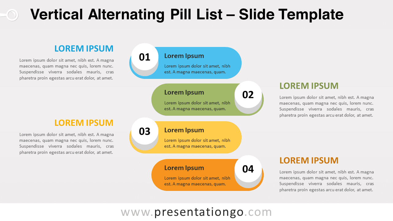 Free Vertical Alternating Pill List for PowerPoint and Google Slides