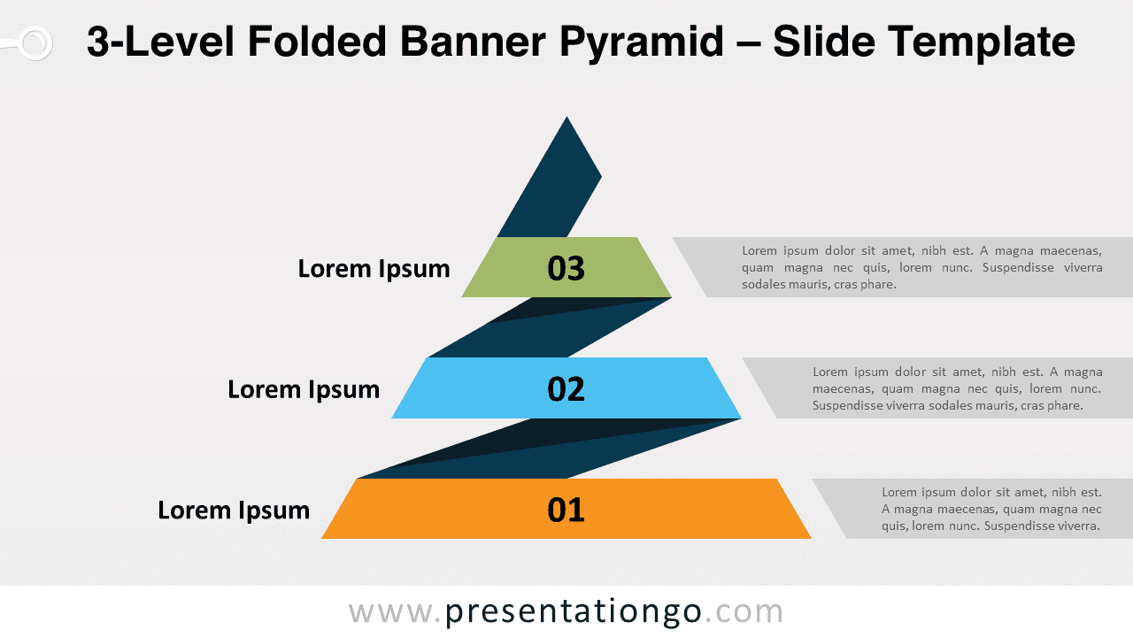 Free 3-Level Folded Banner Pyramid for PowerPoint and Google Slides