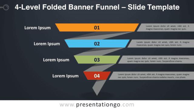 4-Level Folded Banner Funnel Diagram for PowerPoint and Google Slides Free 4-Level Folded Banner Funnel Diagram for PowerPoint and Google Slides