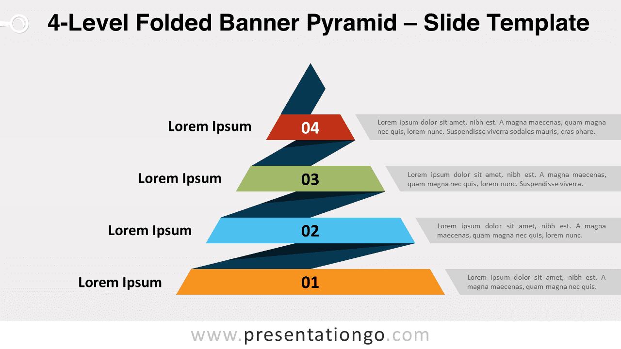 Free 4-Level Folded Banner Pyramid for PowerPoint and Google Slides