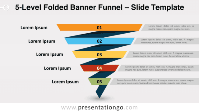 5-Level Folded Banner Funnel for PowerPoint and Google Slides Free 5-Level Folded Banner Funnel for PowerPoint and Google Slides