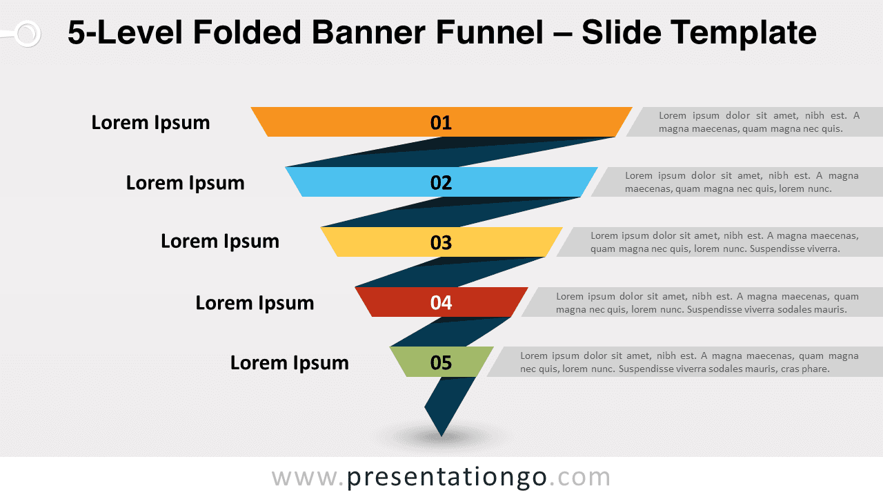 Free 5-Level Folded Banner Funnel for PowerPoint and Google Slides