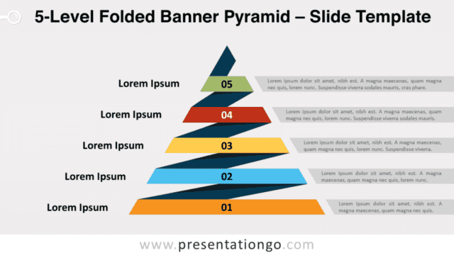 Free 5-Level Folded Banner Pyramid for PowerPoint and Google Slides