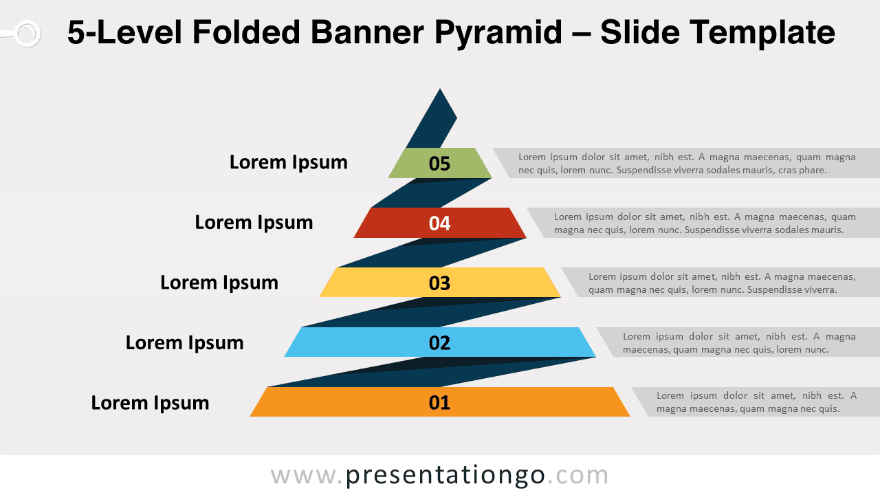 Free 5-Level Folded Banner Pyramid for PowerPoint and Google Slides